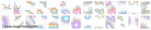 PNG Crystal light glasses effect sparkle prism glare reflection effect. Banner optical rainbow lights, glare, leak, streak overlay. PNG falling confetti. Vector banner colorful vector lenses