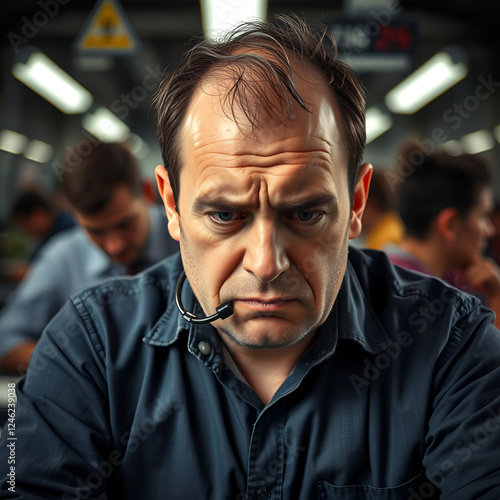 exhausted disgruntled worker suffer at deadline photo