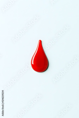 Realistic 3d red blood drop isolated on white background