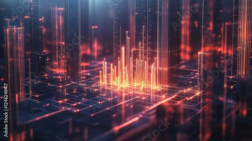 Wallpaper Mural Futuristic Business Growth Chart with Light Effects Torontodigital.ca