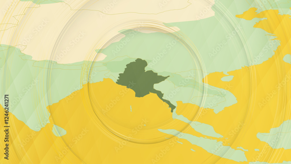 Naklejka premium Abstract Map of Myanmar and Surrounding Regions with Circular Patterns.