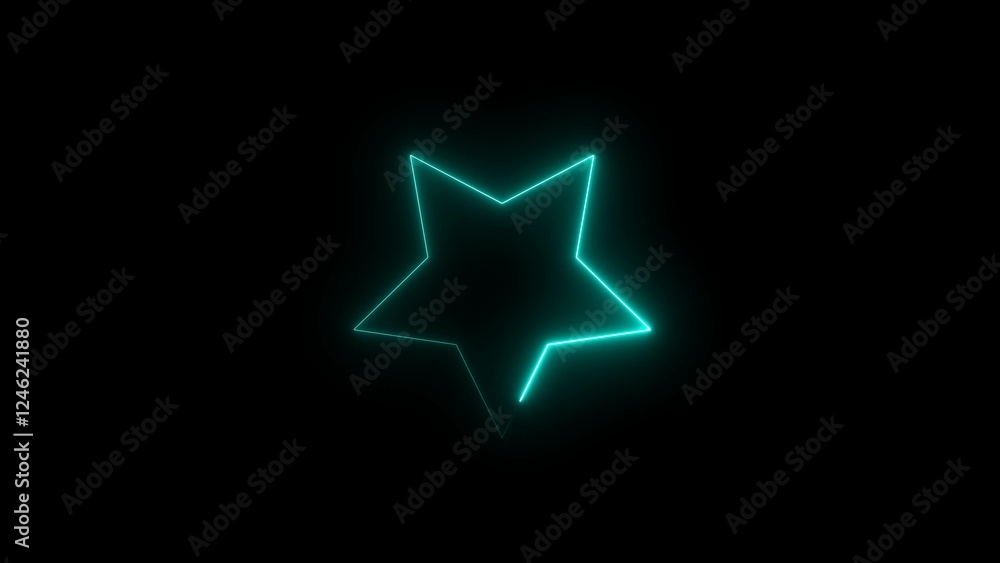 Neon light star frame blue colour loading icon illustration background. Neon light star frame blue colour loading icon illustration background.