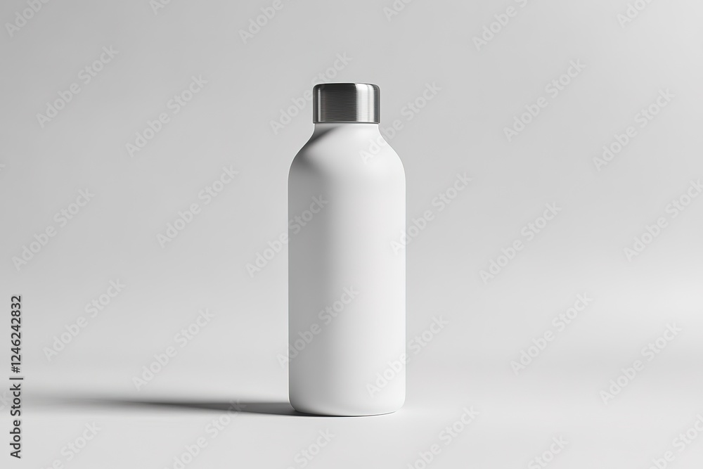 Blank White Water Bottle Mockup Against a Clean Background Blank White Water Bottle Mockup Against a Clean Background