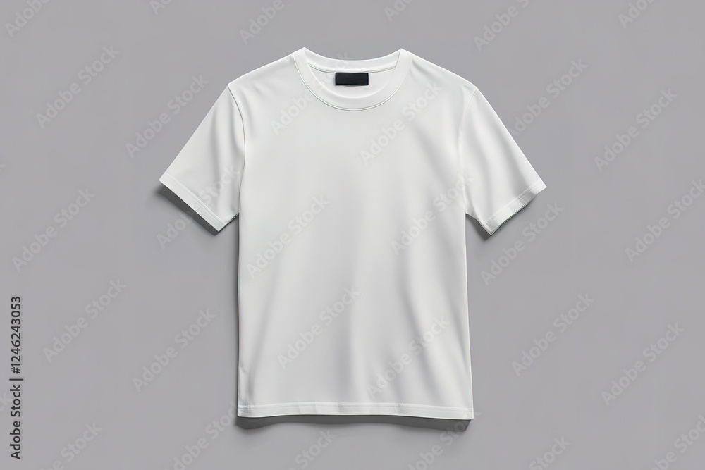 Blank White T-Shirt Mockup Against a Gray Background Blank White T-Shirt Mockup Against a Gray Background