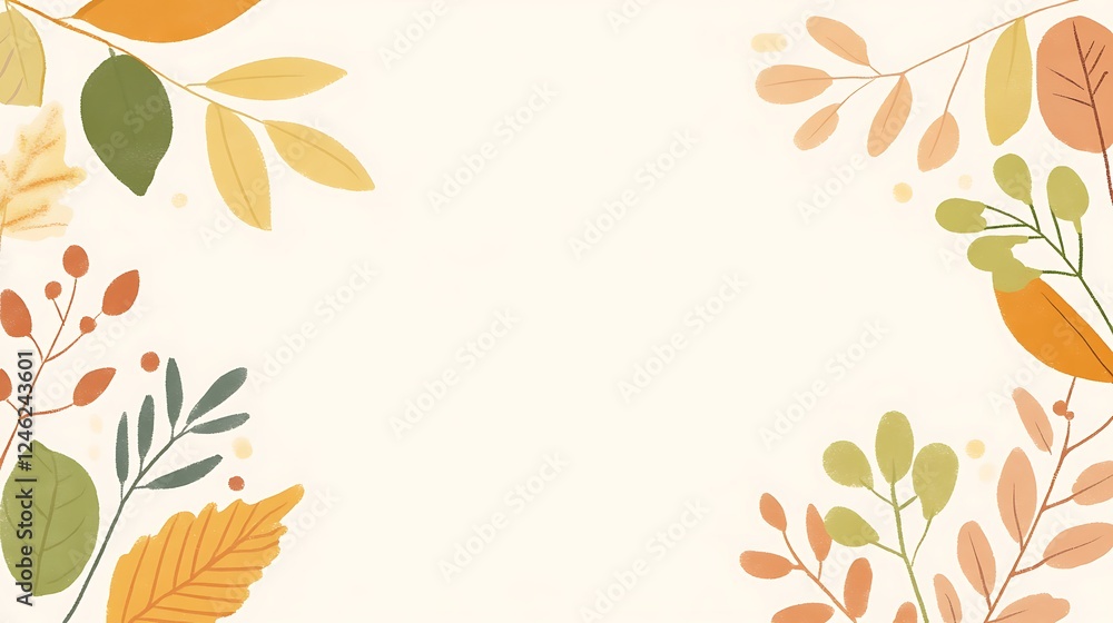Obraz premium Autumn leaves border, blank space, background design