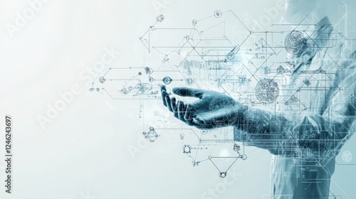 Health care medical science with icon digital technology world concept modern business. innovation, treatment, medicine. abstract about hi tech future blue background and medical research. vector.