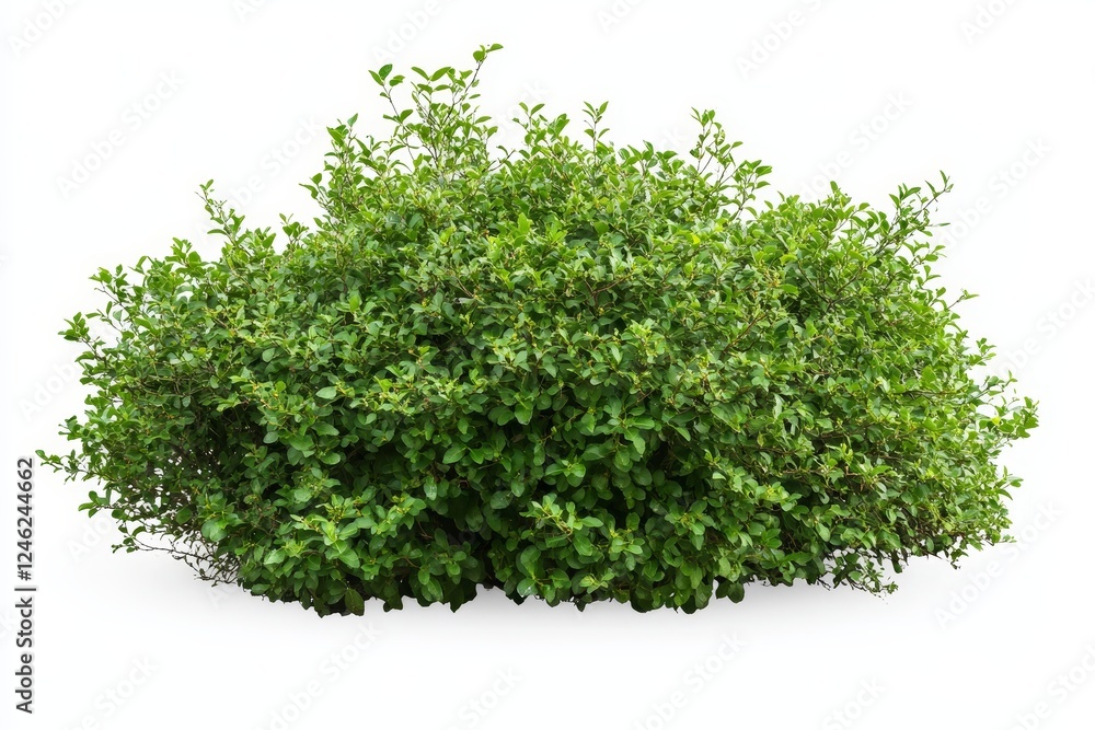 Lush green shrub isolated on white background, perfect for landscaping design Lush green shrub isolated on white background, perfect for landscaping design