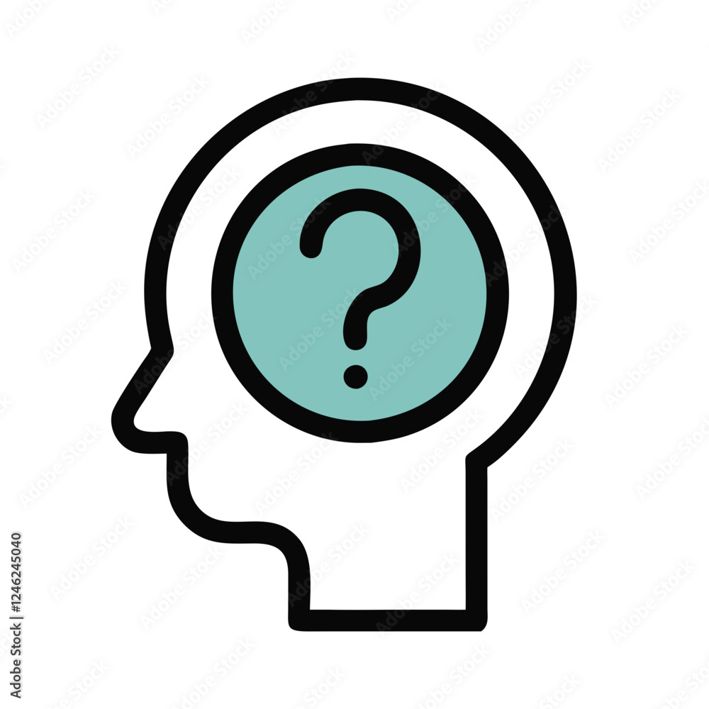Thinking head icon on transparent background, learning concept design Thinking head icon on transparent background, learning concept design