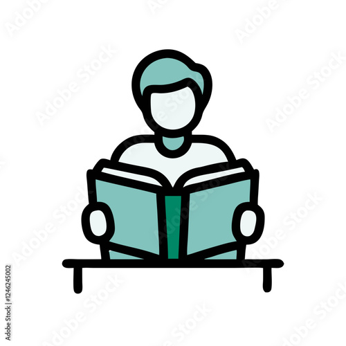 Student reading a book icon on transparent background, learning concept design