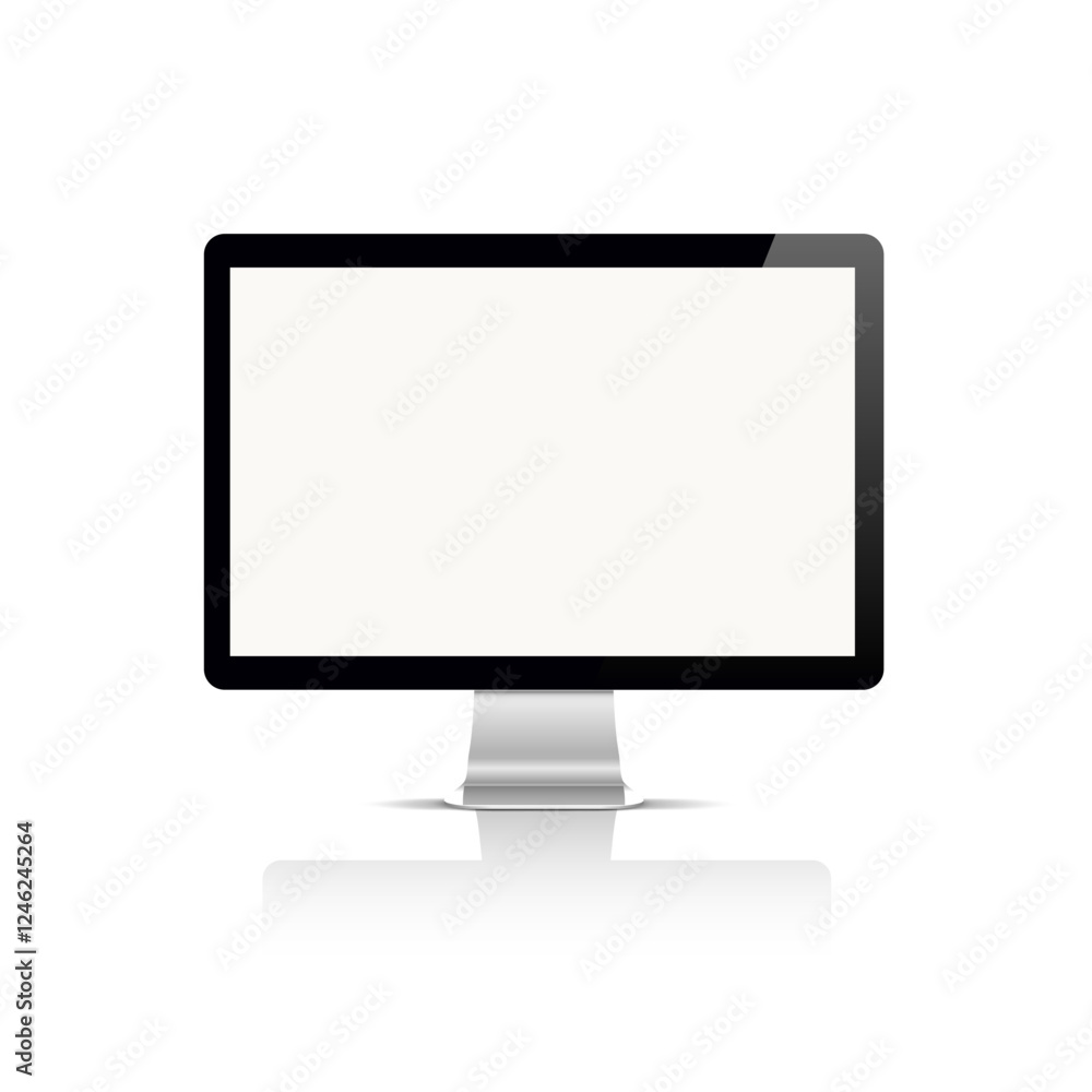 Realistic modern monitor front view on white background Realistic modern monitor front view on white background