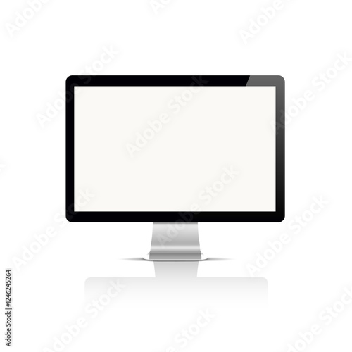 Realistic modern monitor front view on white background