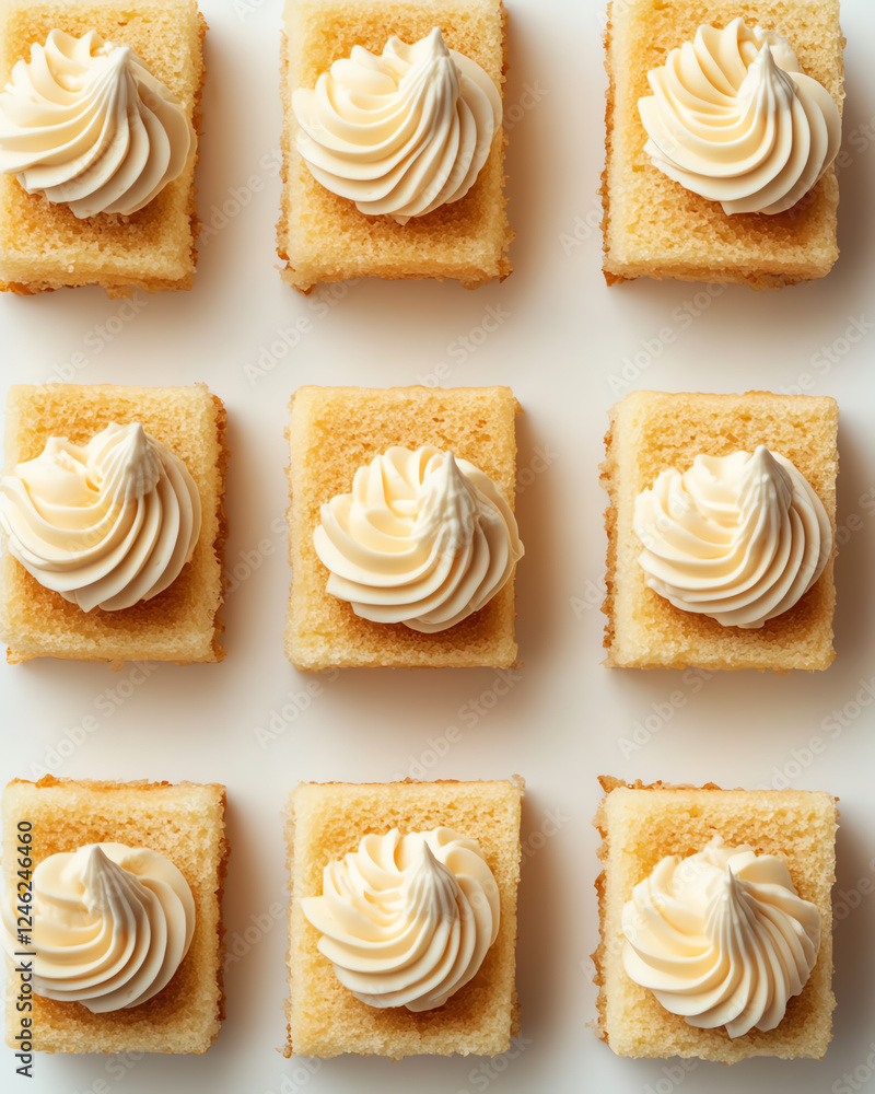 Delicious square cakes topped with creamy frosting, perfect for dessert lovers and special occasions. Delicious square cakes topped with creamy frosting, perfect for dessert lovers and special occasions.