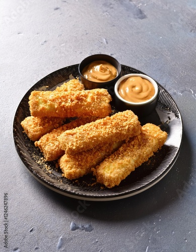  panko breaded tofu sticks with peanut butter sauce  photo