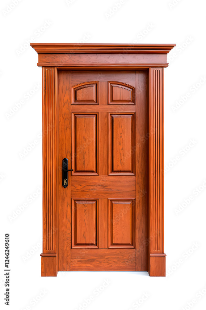 Entry wooden door, old classic framed molded isolated on white background Entry wooden door, old classic framed molded isolated on white background