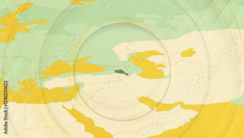 Abstract Map of Armenia and Surrounding Regions with Circular Patterns.