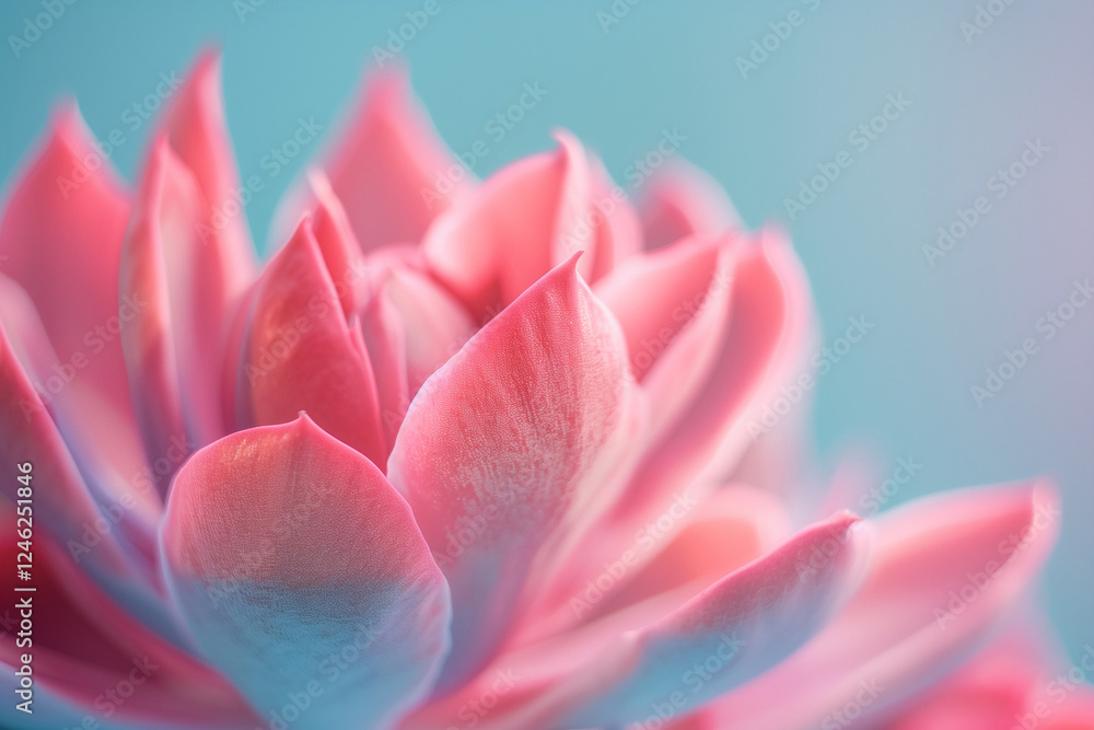 close up of pink flower petals on blue background, soft focus. Generative AI close up of pink flower petals on blue background, soft focus. Generative AI