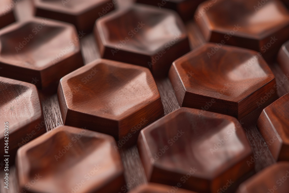 Wooden honeycomb on a wooden background. Close-up. Macro. Generative AI Wooden honeycomb on a wooden background. Close-up. Macro. Generative AI