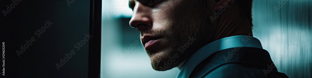 Obraz premium Profile of Man in Dark Suit