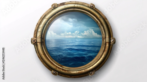 An isolated ship porthole on a transparent background.