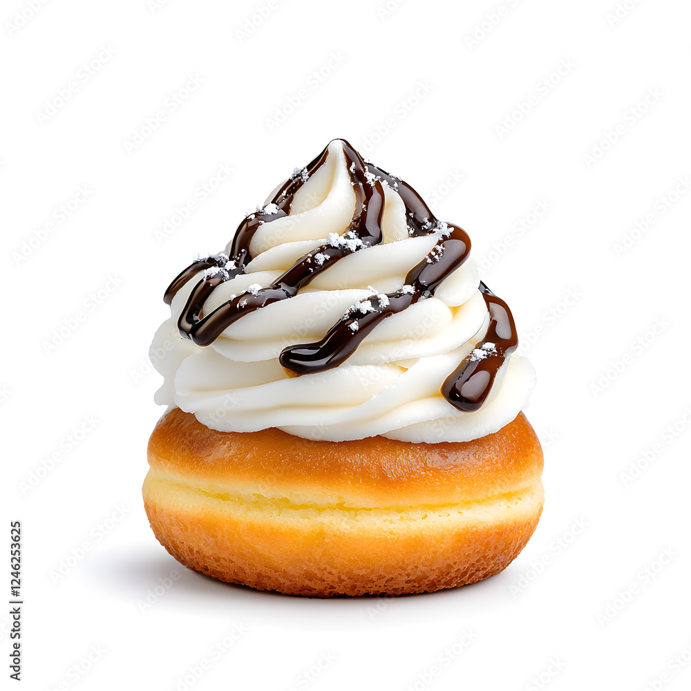 Fototapeta premium Delicious profiterole, cream puffs isolated on White Backdrop