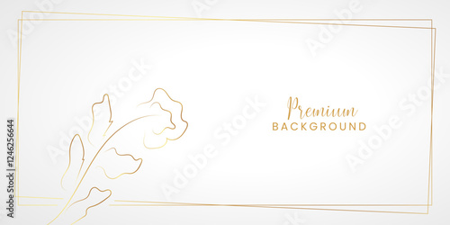 Decorative golden outline flower white background for wedding background