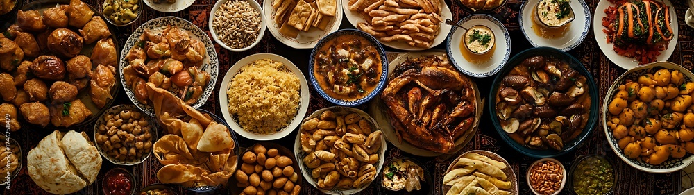 Diverse assortment of assorted dishes, possible use for food blog, restaurant menu, or online food ordering platform Diverse assortment of assorted dishes, possible use for food blog, restaurant menu, or online food ordering platform