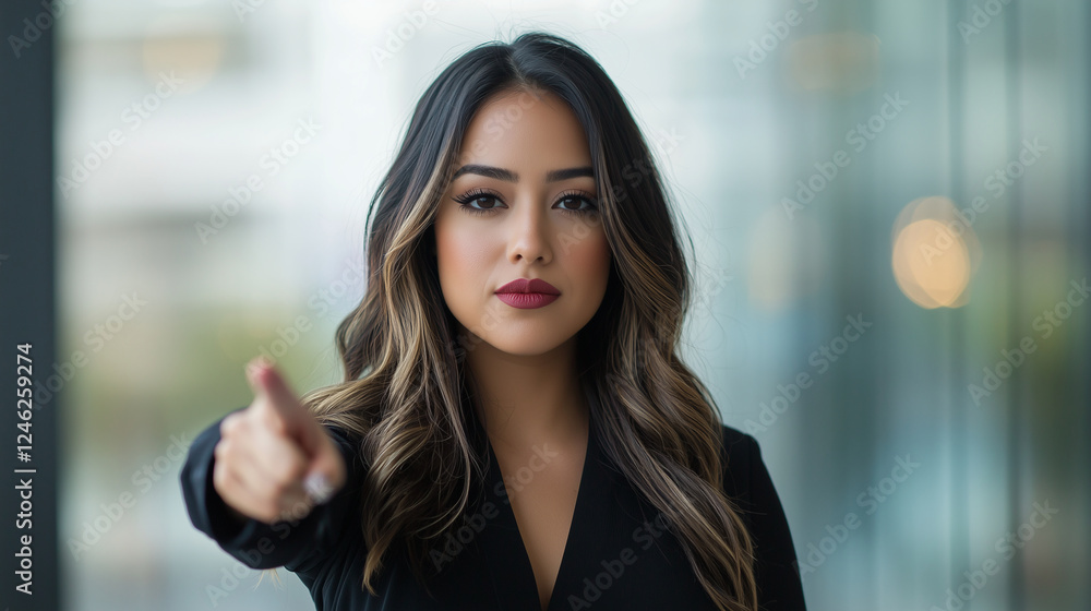 Fototapeta premium Confident Latin Woman in Urban Setting Exuding Power and Style