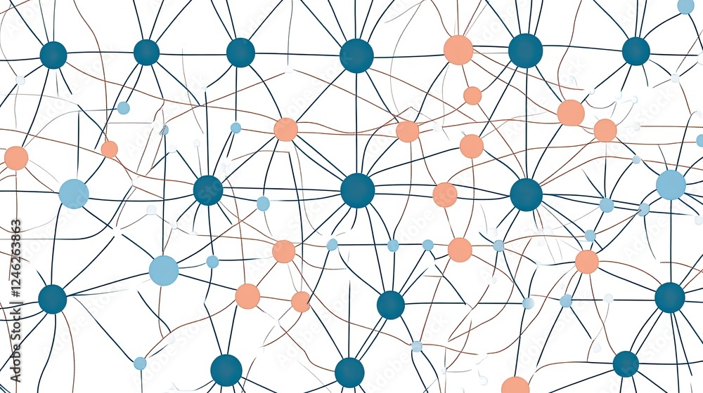Abstract Network Connection Illustration with Nodes and Interconnected Lines Abstract Network Connection Illustration with Nodes and Interconnected Lines