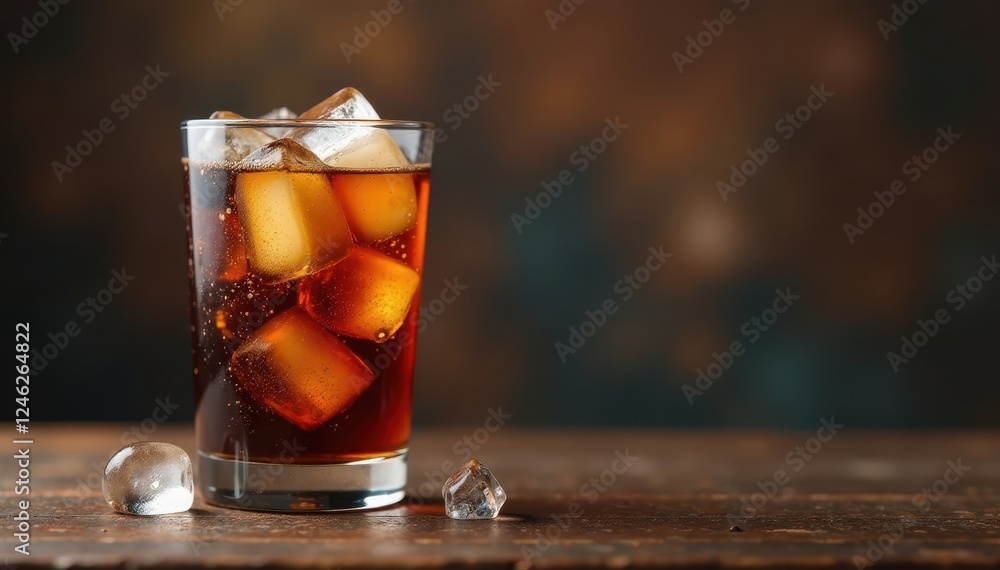 Glass of homemade cold brew, ice cubes, rusty backdrop, rusty, coldbrew
