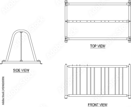 Vector illustration of a bicycle parking rack image to keep it neat in a public place, park, field, for safety from thieves 