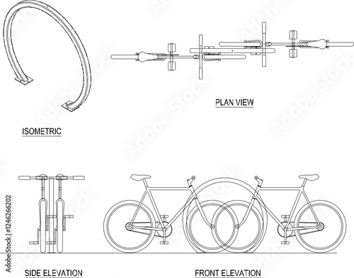 Vector illustration of a bicycle parking rack image to keep it neat in public places for safety from thieves 