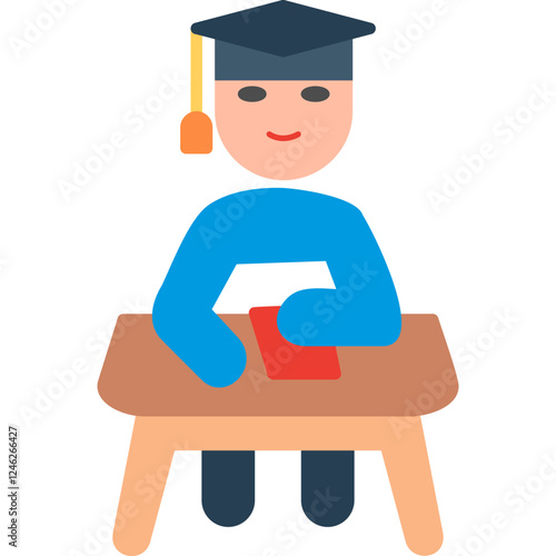 Unique Studying on Desk Vector Icon