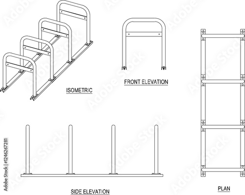 Vector illustration of a bicycle parking rack image to keep it neat in public places for safety from thieves
