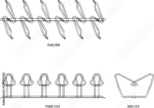 Vector illustration of a bicycle parking rack image to keep it neat in public places for safety from thieves 