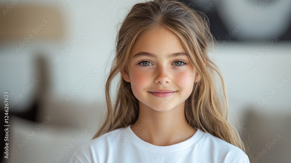 mock up t shirt portrait of a young girl in a white t shirt on a white background smiling mock up t shirt portrait of a young girl in a white t shirt on a white background smiling