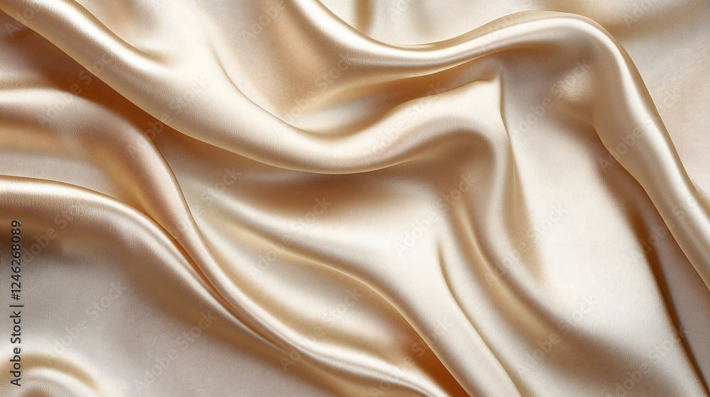 Luxurious Golden Silk Fabric with Smooth Flowing Folds Luxurious Golden Silk Fabric with Smooth Flowing Folds