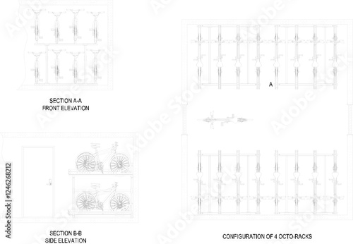 vector illustration of a bicycle parking safety rack in a public place, park, field for safety from thieves