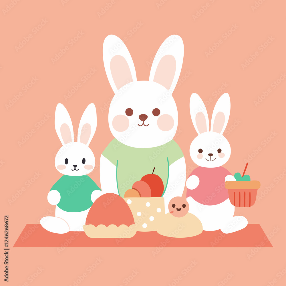 Happy Easter Bunny Family Picnic, Springtime Fun! cute eggs card sweet rabbit Happy Easter Bunny Family Picnic, Springtime Fun! cute eggs card sweet rabbit