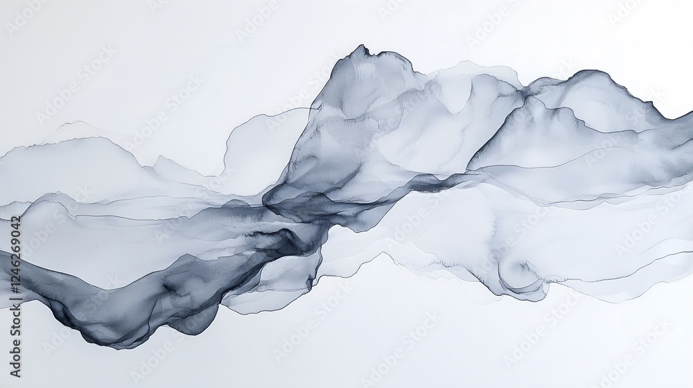 Obraz premium Minimalist Abstract Ink Wash Painting with Flowing Black and Gray Tones