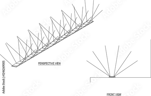 Vector illustration of a bird barrier as a safety measure to prevent birds from entering and to ward off animals 