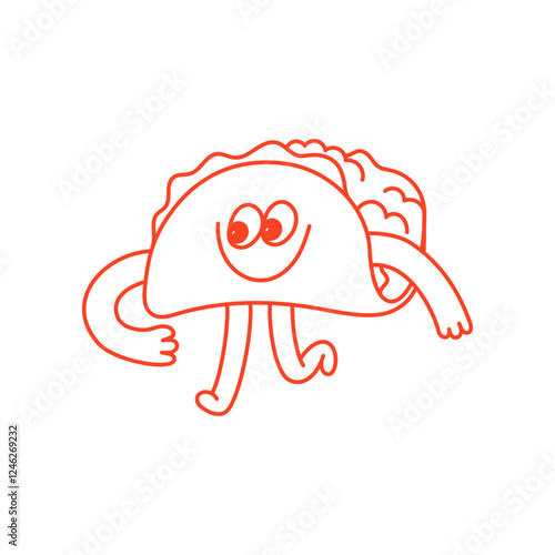 Vector logo design template and graphic elements for advertising, branding, posters and banners, funny cartoon illustration with smiling character and mascot, cafe, food delivery emblem