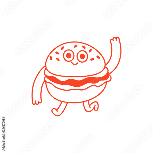 Vector logo design template and graphic elements for advertising, branding, posters and banners, funny cartoon illustration with smiling character and mascot, cafe, food delivery emblem