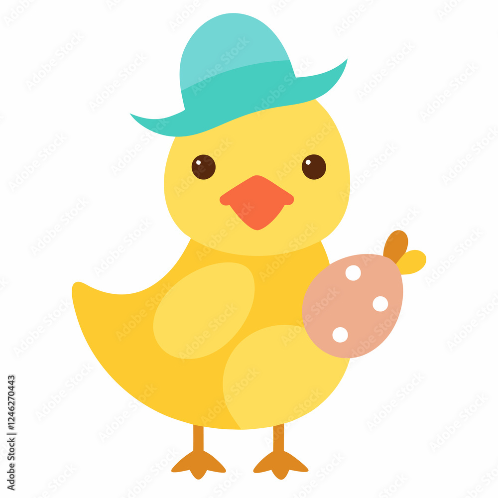Adorable Easter Duckling in Tiny Hat, Spring Holiday Cheer egg cute baby bird Adorable Easter Duckling in Tiny Hat, Spring Holiday Cheer egg cute baby bird