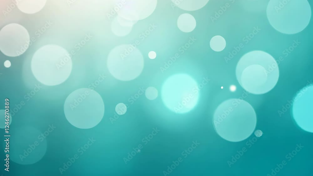 Soft teal blue background with large bokeh circles creating a dreamy and ethereal atmosphere suitable for romantic and festive designs