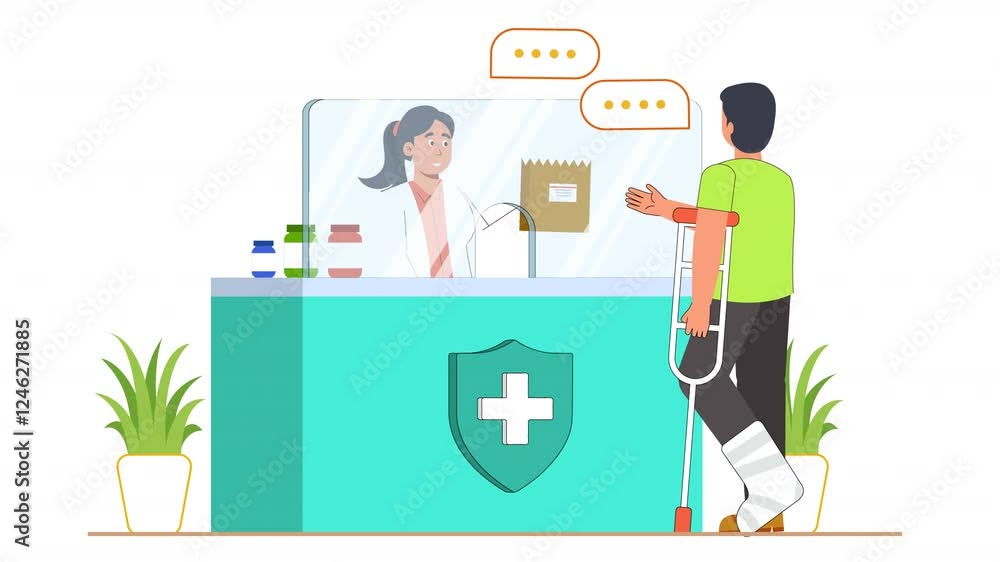 Illustrate healthcare and medical services through flat animation. Characters are involved in medical activities, providing care, and offering advice in a simplified, approachable design style. Illustrate healthcare and medical services through flat animation. Characters are involved in medical activities, providing care, and offering advice in a simplified, approachable design style.