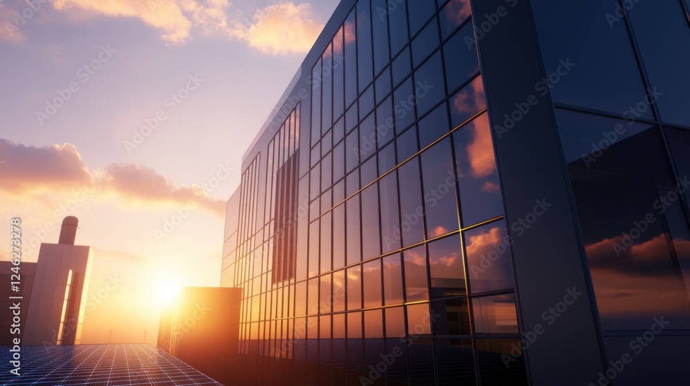 Modern Architecture Reflecting Sunset Colors in Urban Skyline Modern Architecture Reflecting Sunset Colors in Urban Skyline