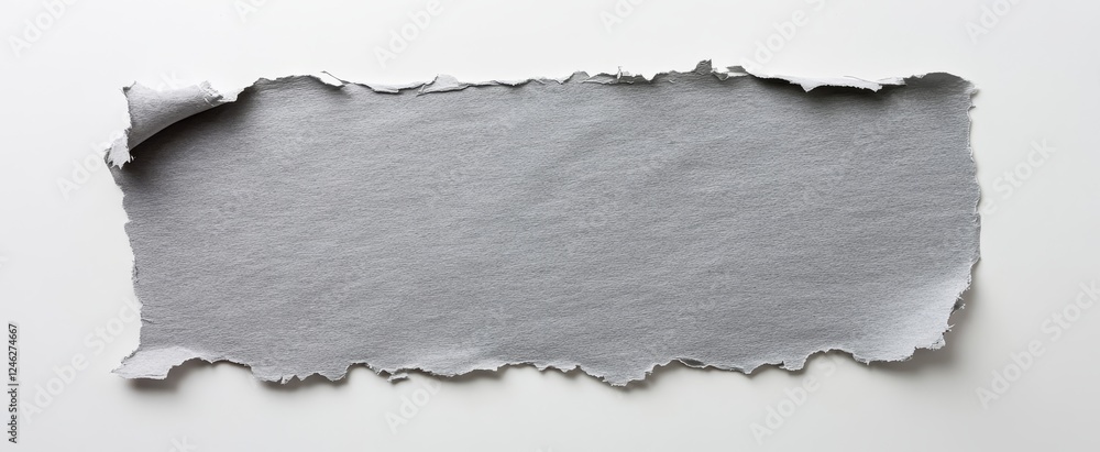 Torn grey paper on white, copy space Torn grey paper on white, copy space