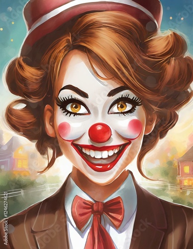 Artistic portrait of a clown with characteristic makeup