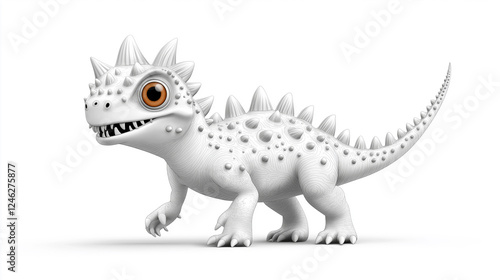 Black and white baby dinosaur playing with a ball ready for kids to color