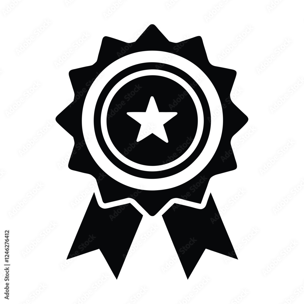 Award ribbon with star icon vector Award ribbon with star icon vector